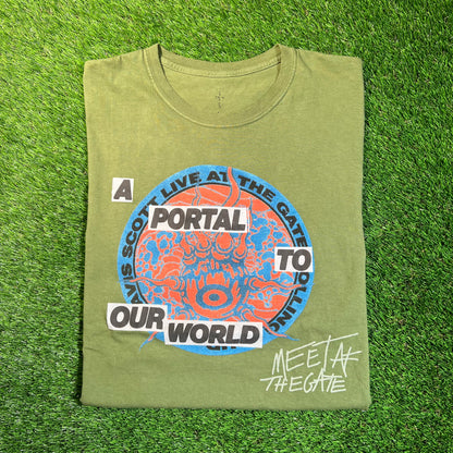 Travis Scott A Portal to Our World Green Tee Size Large USED x16928