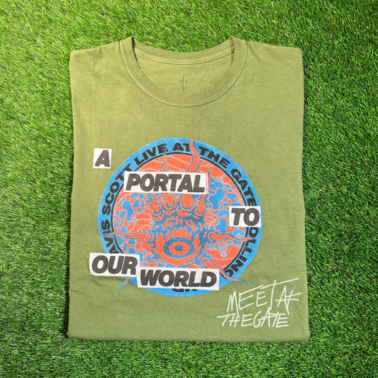 Travis Scott A Portal to Our World Green Tee Size Large USED x16928