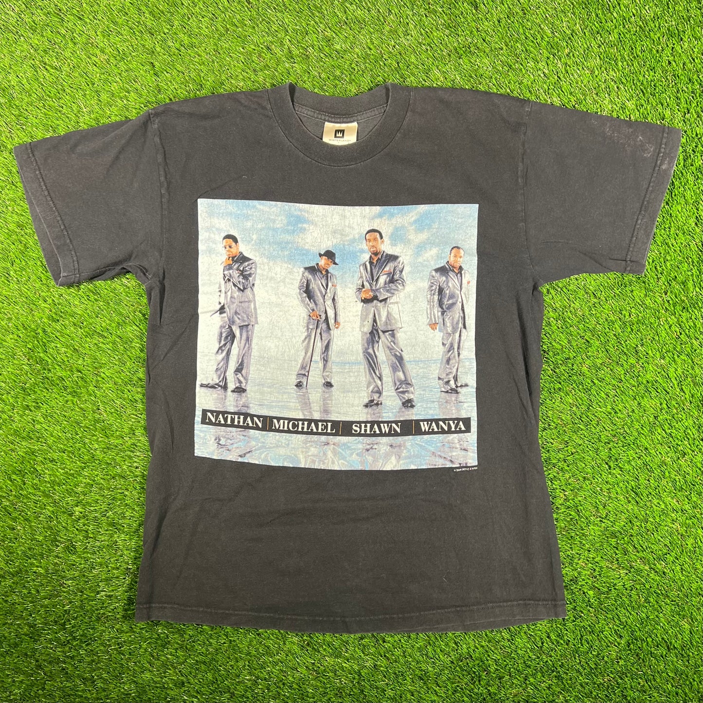 2000 Boys 2 Men Crew Black Tee Size Large USED v18060