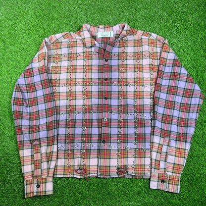 Vale Rhinnestone Purple Flannel Size Medium USED x15502