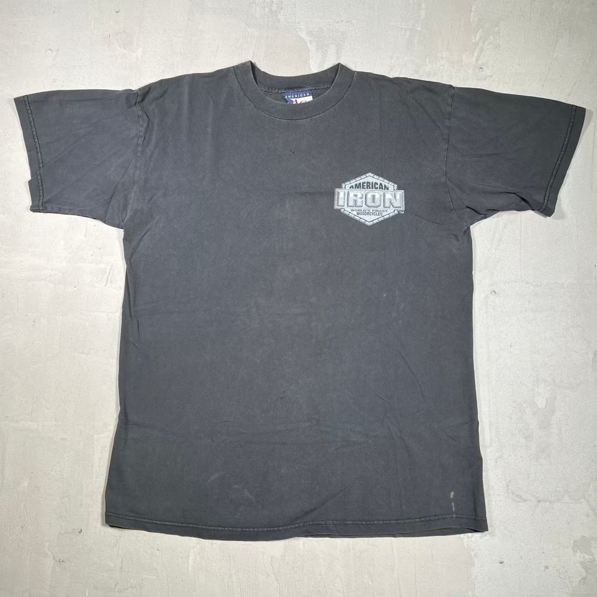 1998 Amerian Iron Finest Motorcycle Washed Black Tee Size Large USED v20053