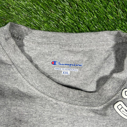 1990s Champion Running Horses Cropped Grey Tee Size XXL USED V17464