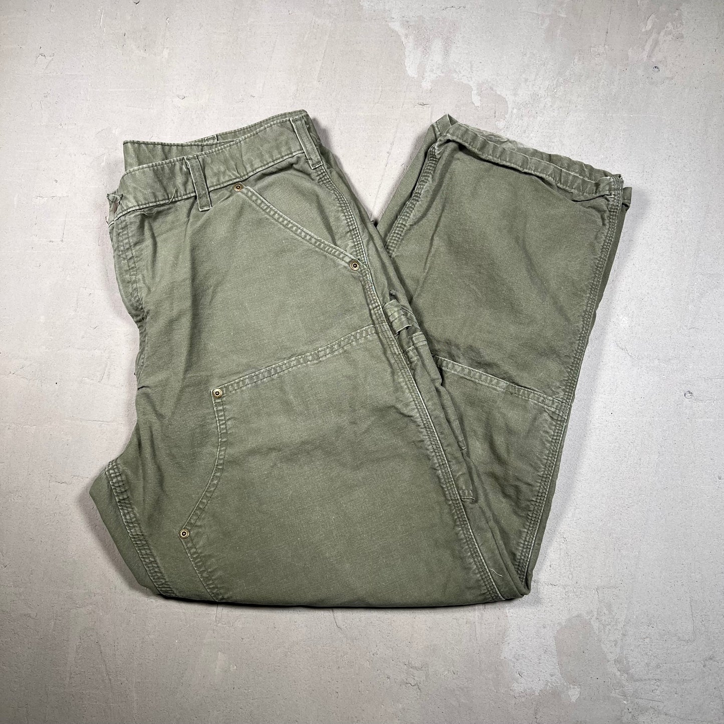 Carhartt Olive Green LightWeight Double Knee Carpenter Pants Size 36x30 USED v19025