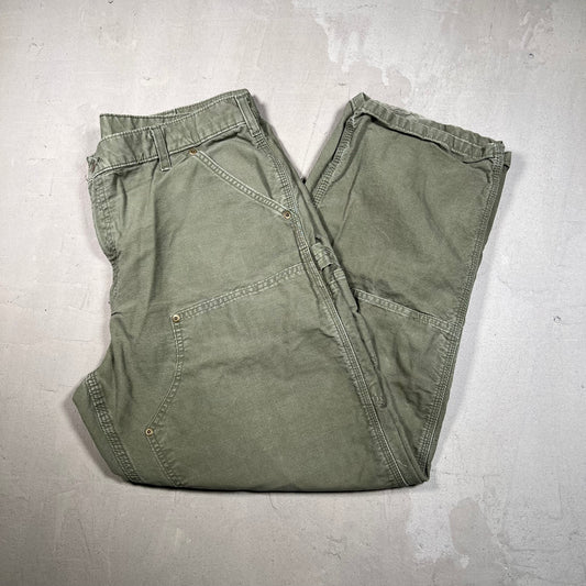 Carhartt Olive Green LightWeight Double Knee Carpenter Pants Size 36x30 USED v19025