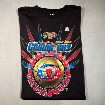 1998 Chicago Bulls NBA Champions Starter Tag Black Tee Size XL NEW v16738