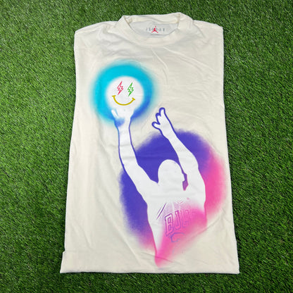 Jordan J Balvin Purple Jumpman White Tee Size Medium USED x14662