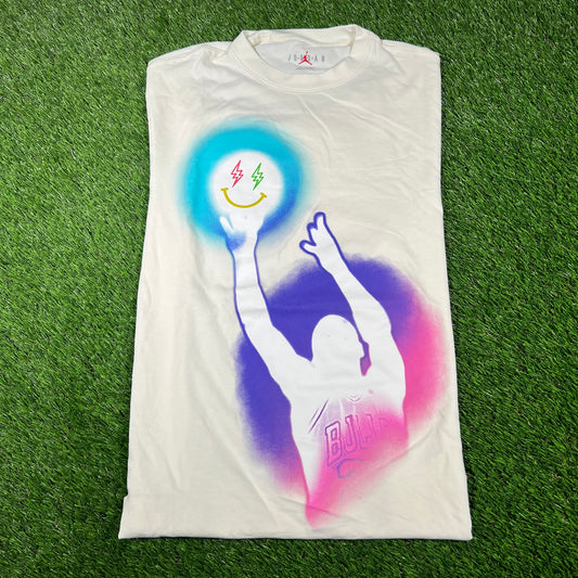 Jordan J Balvin Purple Jumpman White Tee Size Medium USED x14662