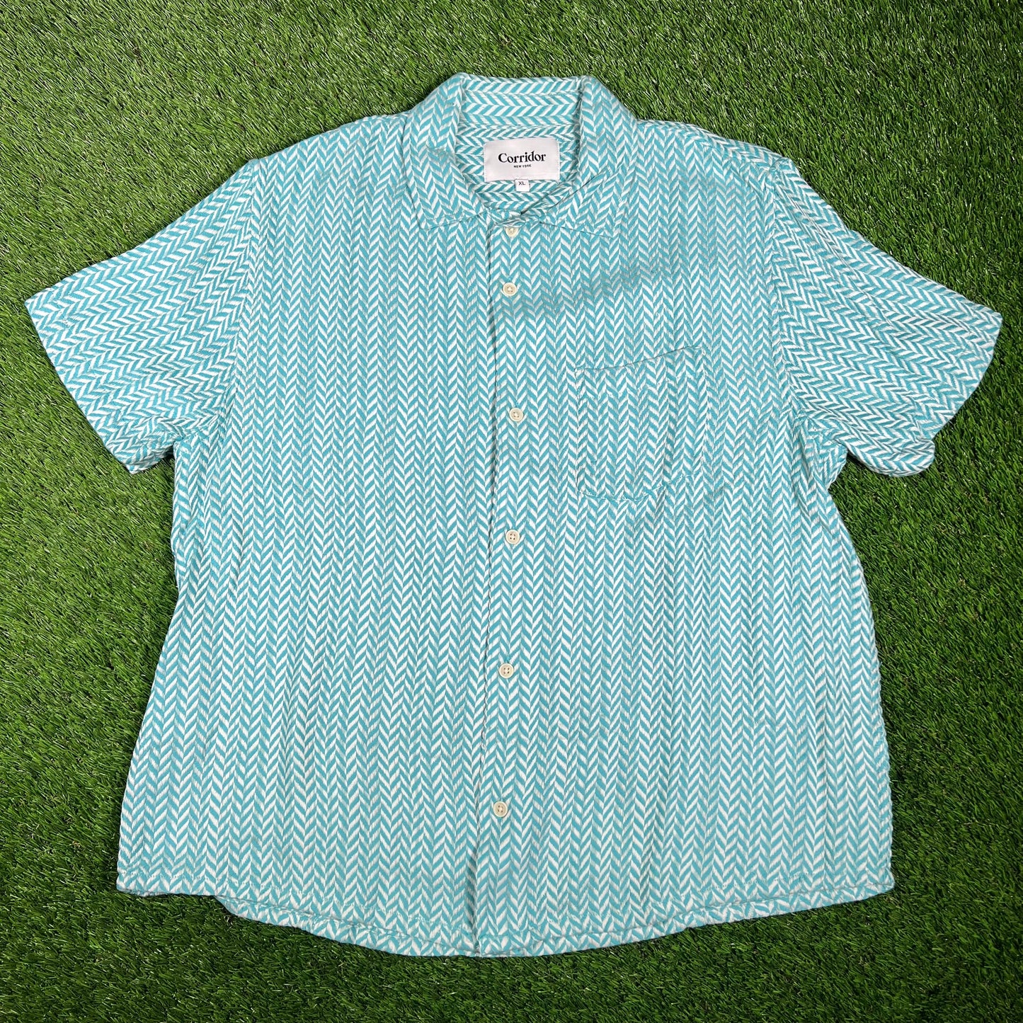 Corridor Vision SS Camp Blue Button Up Tee Size XL NEW x14707