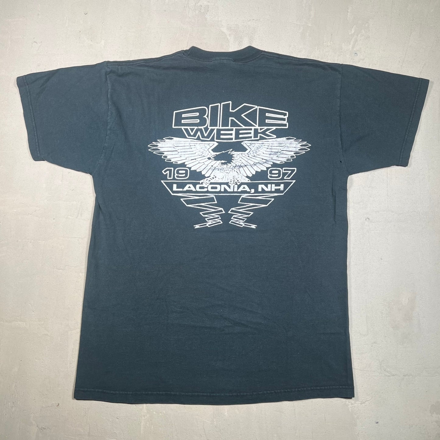 1997 Laconia "Rally Week" Black Biker Tee Size Large USED v19193