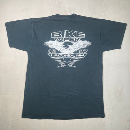 1997 Laconia "Rally Week" Black Biker Tee Size Large USED v19193