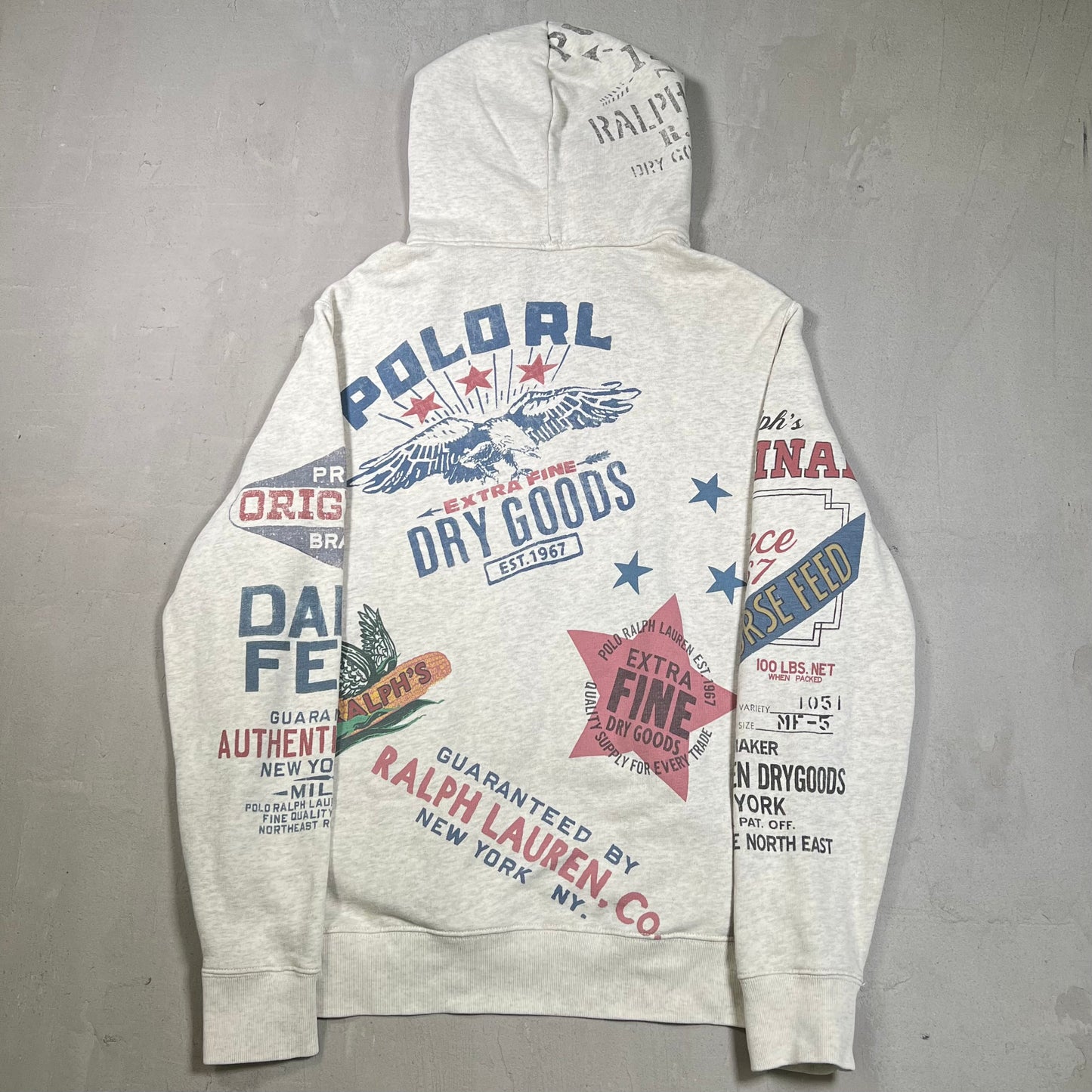 Y2K Polo Ralph Lauren Saranac Lake AOP Hoodie Size Medium USED v19036