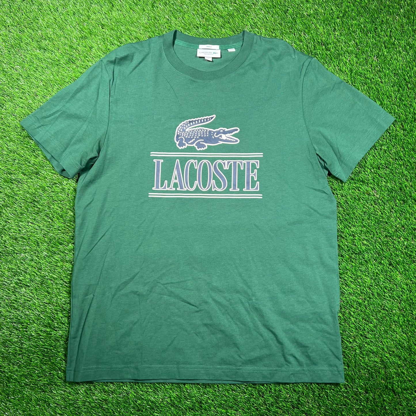 Lacoste Alligator Logo Green Tee Size Large USED v18769