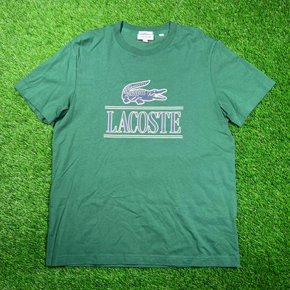 Lacoste Alligator Logo Green Tee Size Large USED v18769