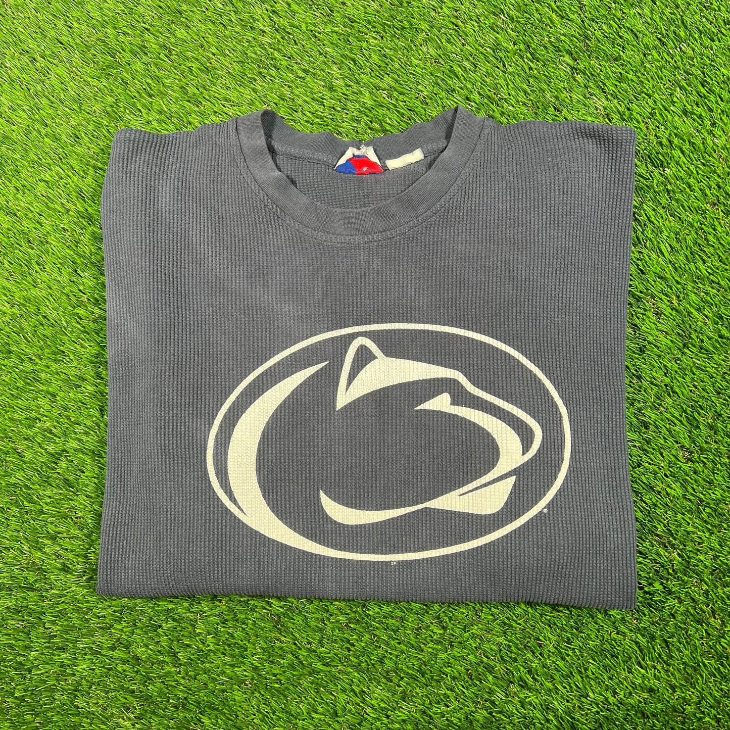 1990s Penn State Navy Waffle Thermal Size XL USED v17486