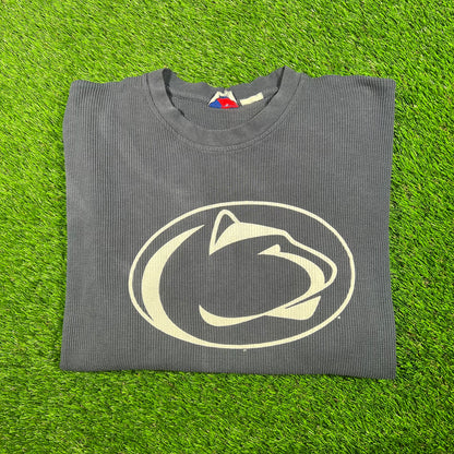 1990s Penn State Navy Waffle Thermal Size XL USED v17486
