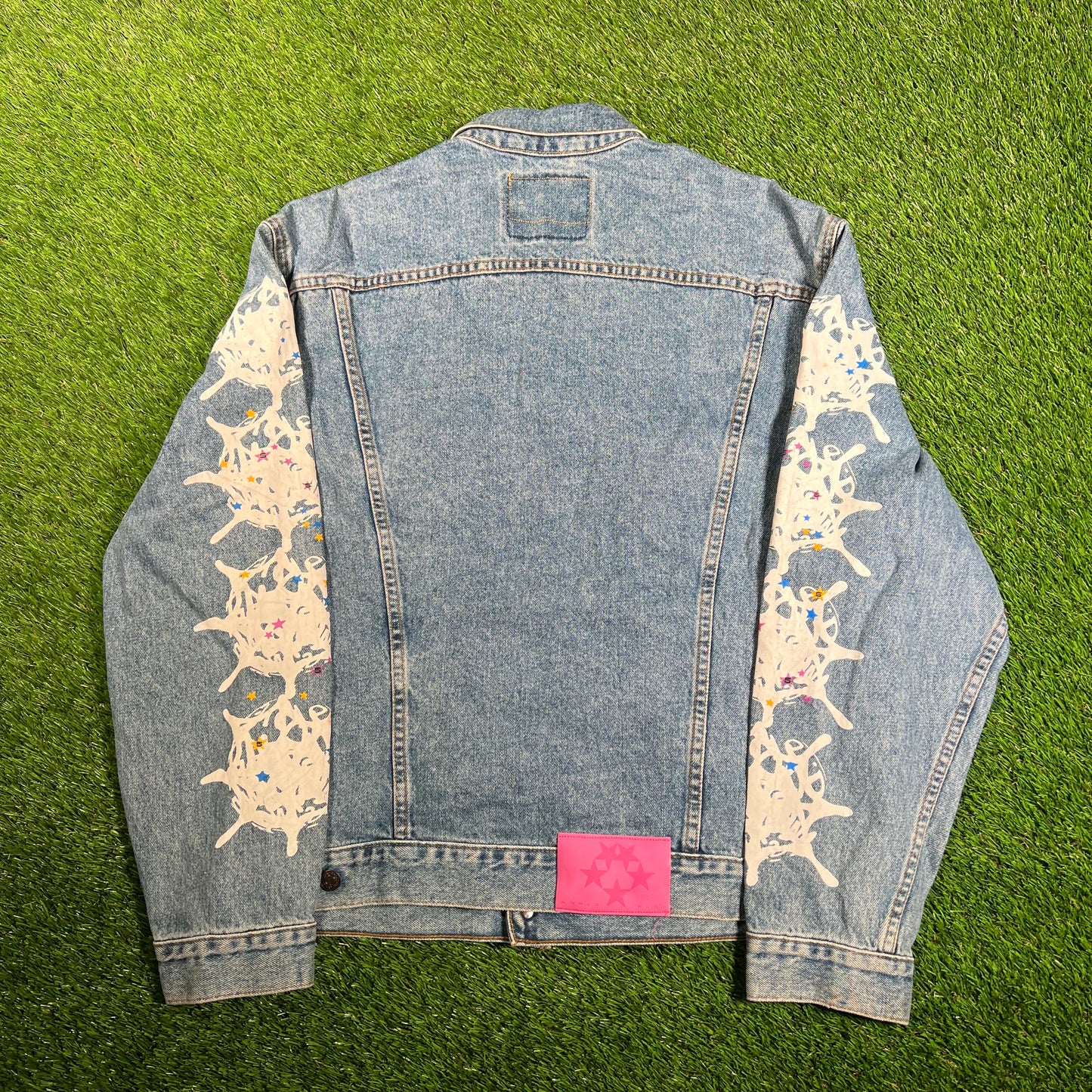 Sp5der web denim jean jacket Size XL NEW x9782