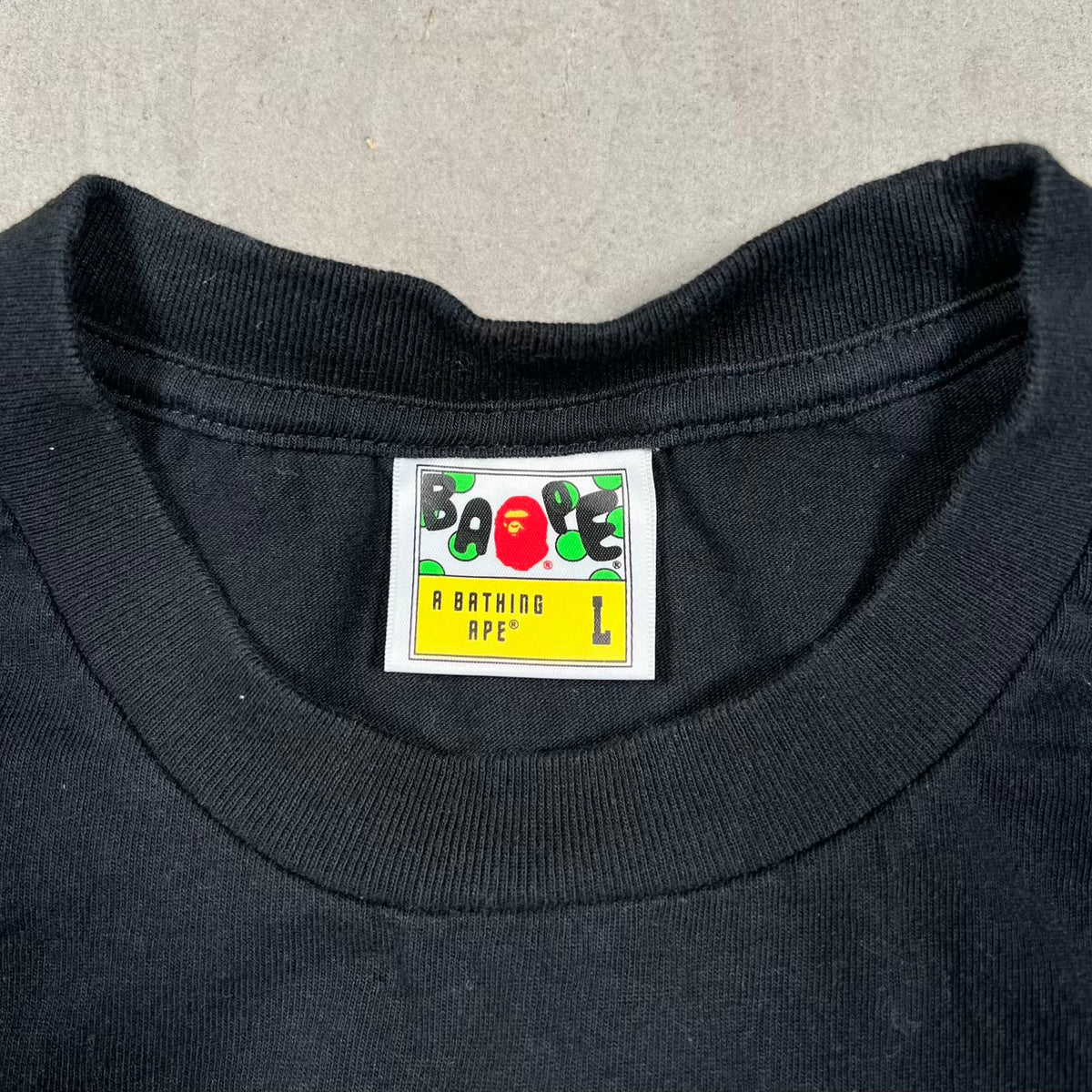 Bape Busy Work Camo Logo Black Tee Size Large USED x18935