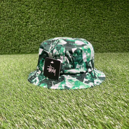 Stussy Green Love laura Bucket Hat One Size NEW x15727