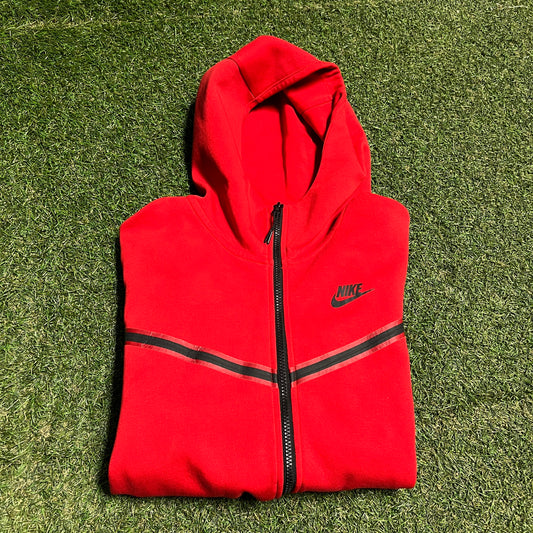 Nike Tech Red Zip Up Hoodie Size Medium USED v16476