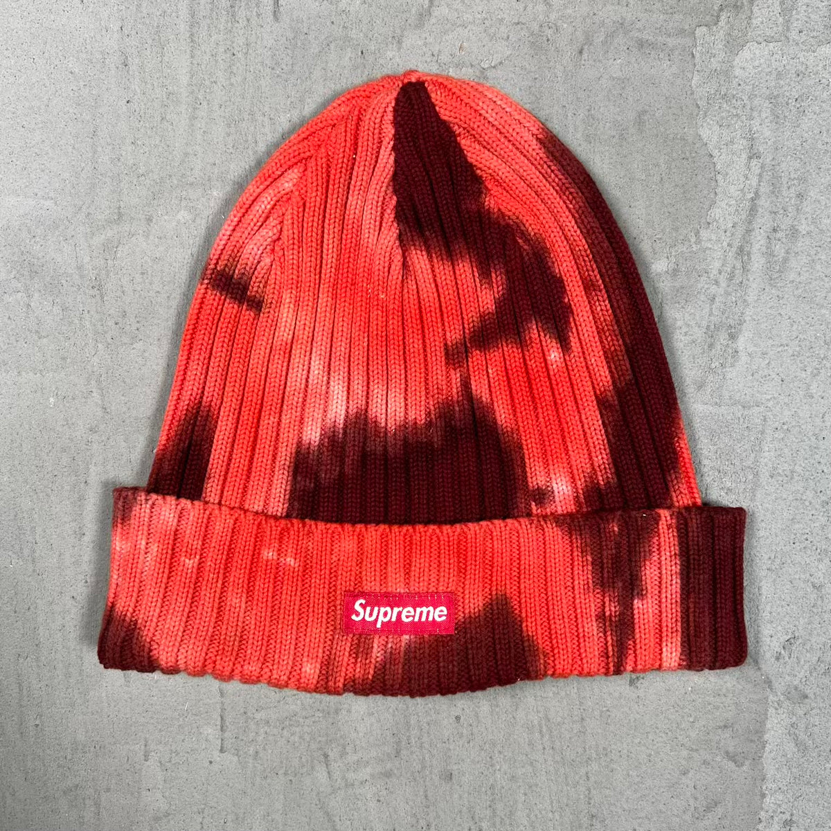 Supreme Overdyed Splatter Red Beanie (2024) USED x18705