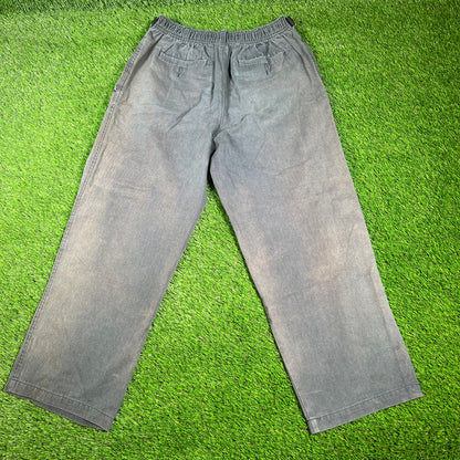 George Washed Navy Elastic Waist Pants Size 36x29 USED v16534