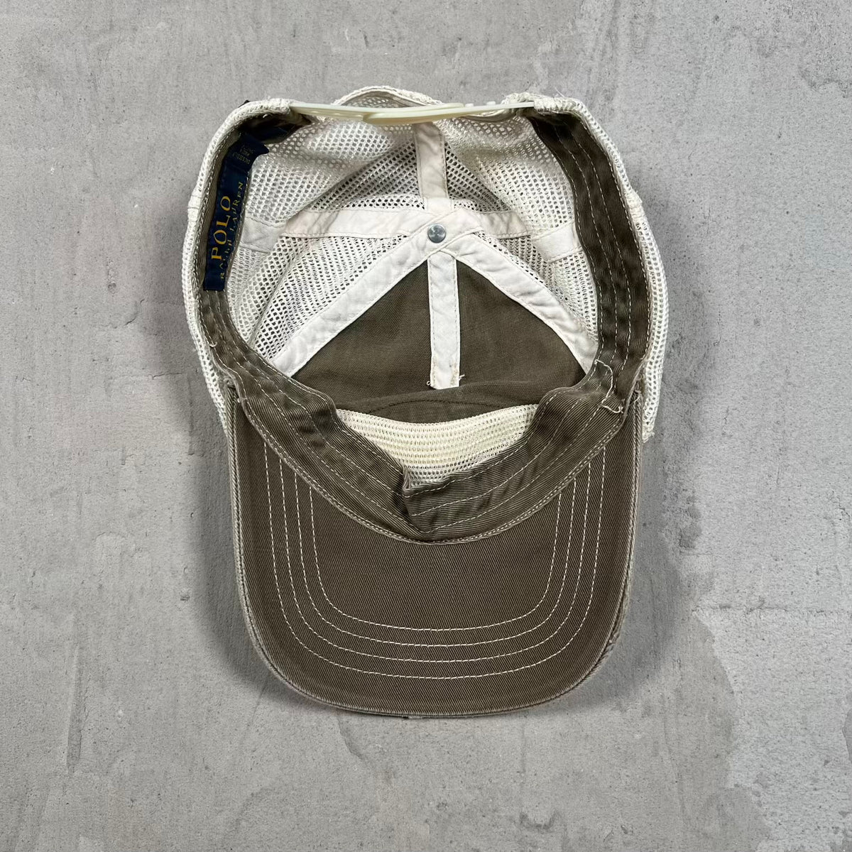 Y2K Polo Ralph Lauren Trails Valleys Guide Brown Trucker Hat USED v20322