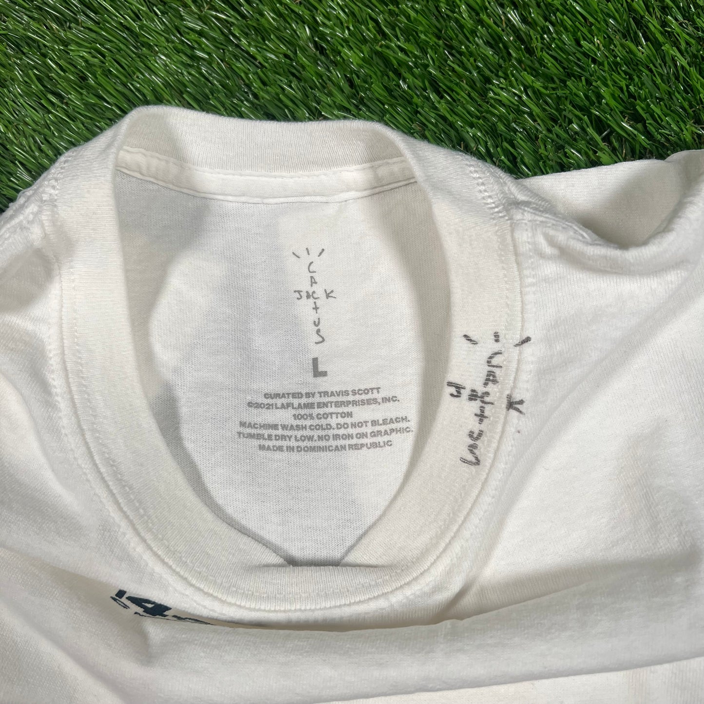 Travis Scott Cactus Jack White Precision Tee Size Large NEW x15886