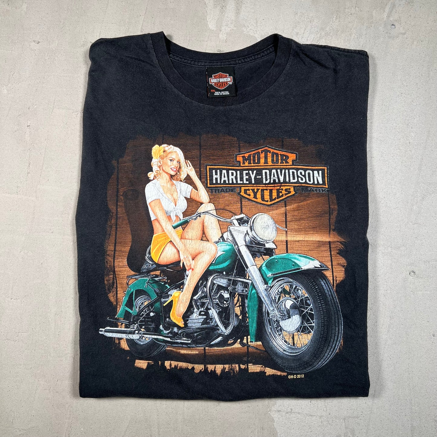 2012 Harley Davidson Black "Pinup Girl" Tee Size 3XL USED v19407