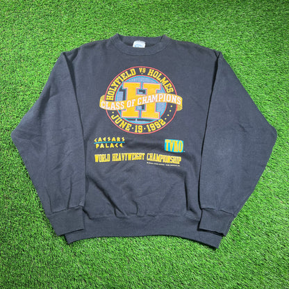 1992 Caesars Palace Holyfield vs Holmes Boxing Black Crewneck Size XL USED v18353