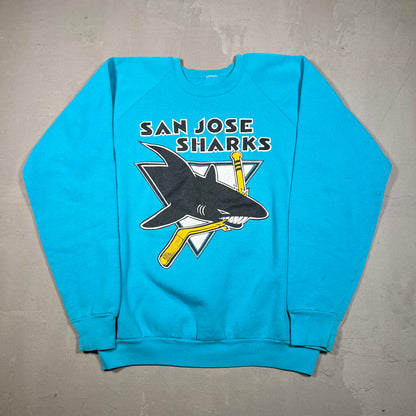 1990s San Jose Sharks Blue Crewneck Size Large USED v19124