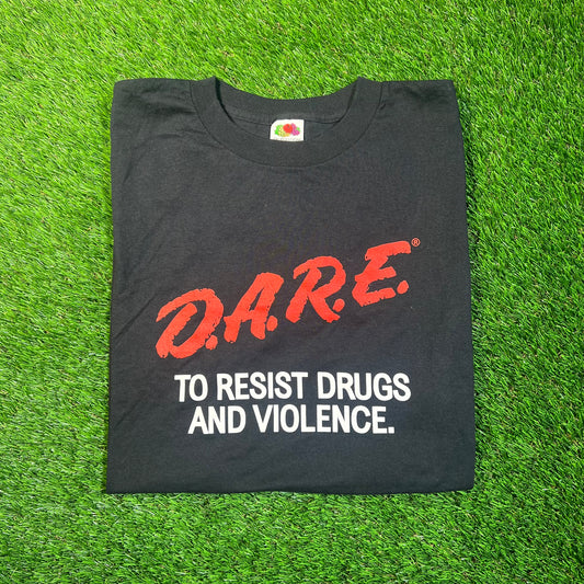1990s D.A.R.E. "To Resist Drugs and Violence" Black Tee Size XL USED v18830