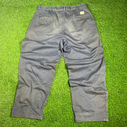 1990s Ralph Lauren Polo Chino Trashed Blue Pants Size 36x34 USED v16533