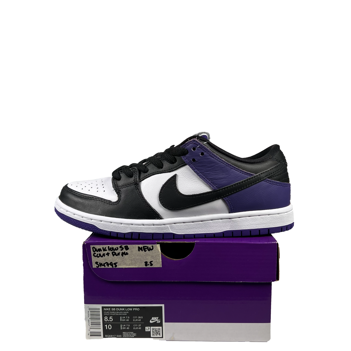 Nike SB Dunk Low Court Purple New Size 8.5 S14795