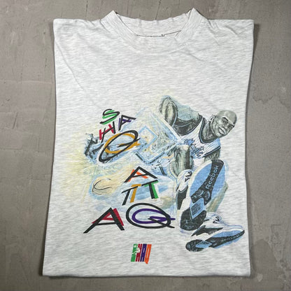 1990s Reebok Shaq Attack Grey Tee Size Large USED v20219