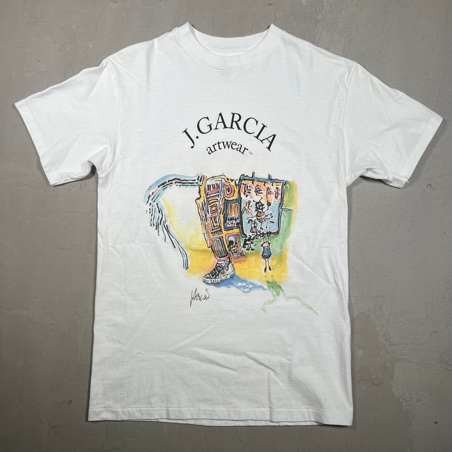 1995 Jerry Garcia Artwear Special Olympics White Tee Size Small USED v16608