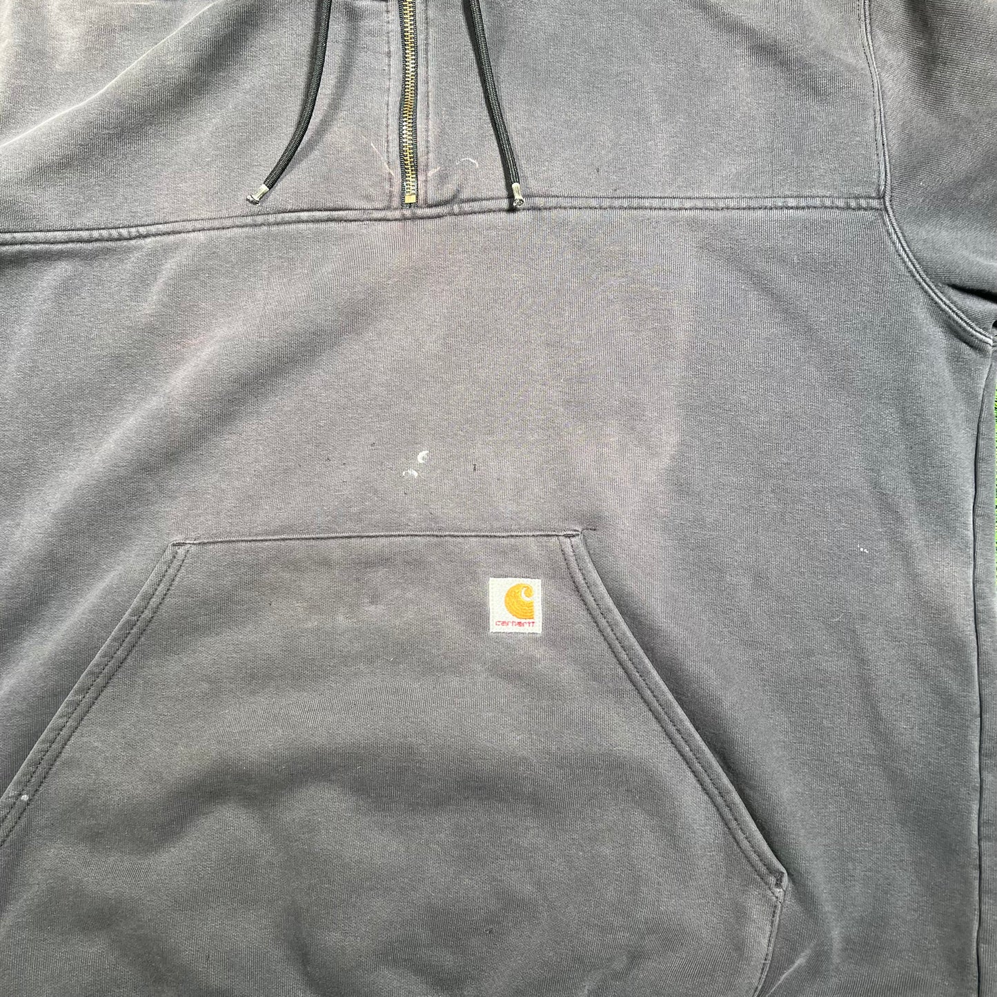 Y2K Carhartt Washed Black Half Zip Hoodie Size XL USED v18375