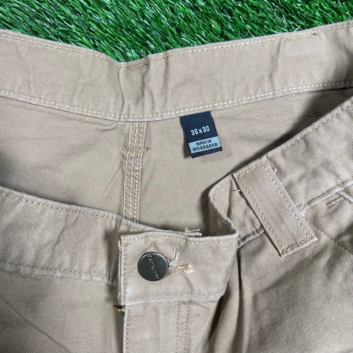Carhartt Tan Work Wear Pants Size 36x30 USED v18077