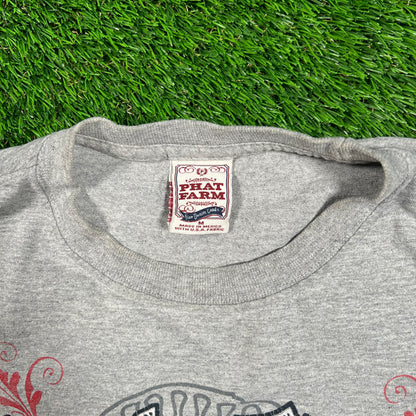 Y2K Phat Farm Grey Logo Tee Size Medium USED v18411