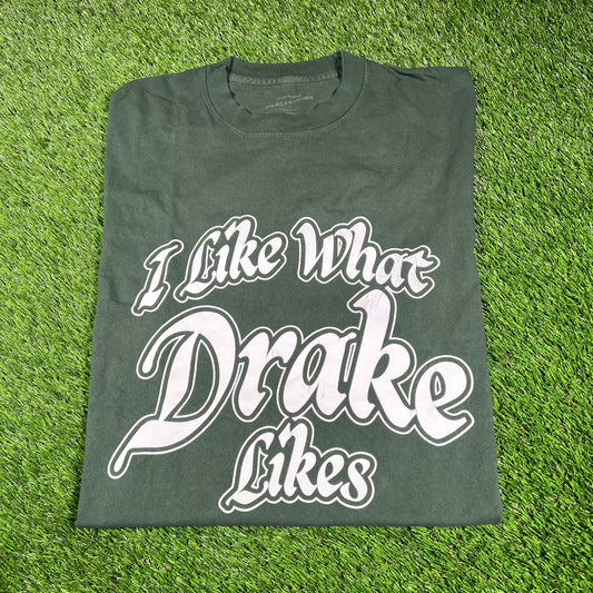 Drake I Like What Drake Likes Green Tee Size Large USED x14621