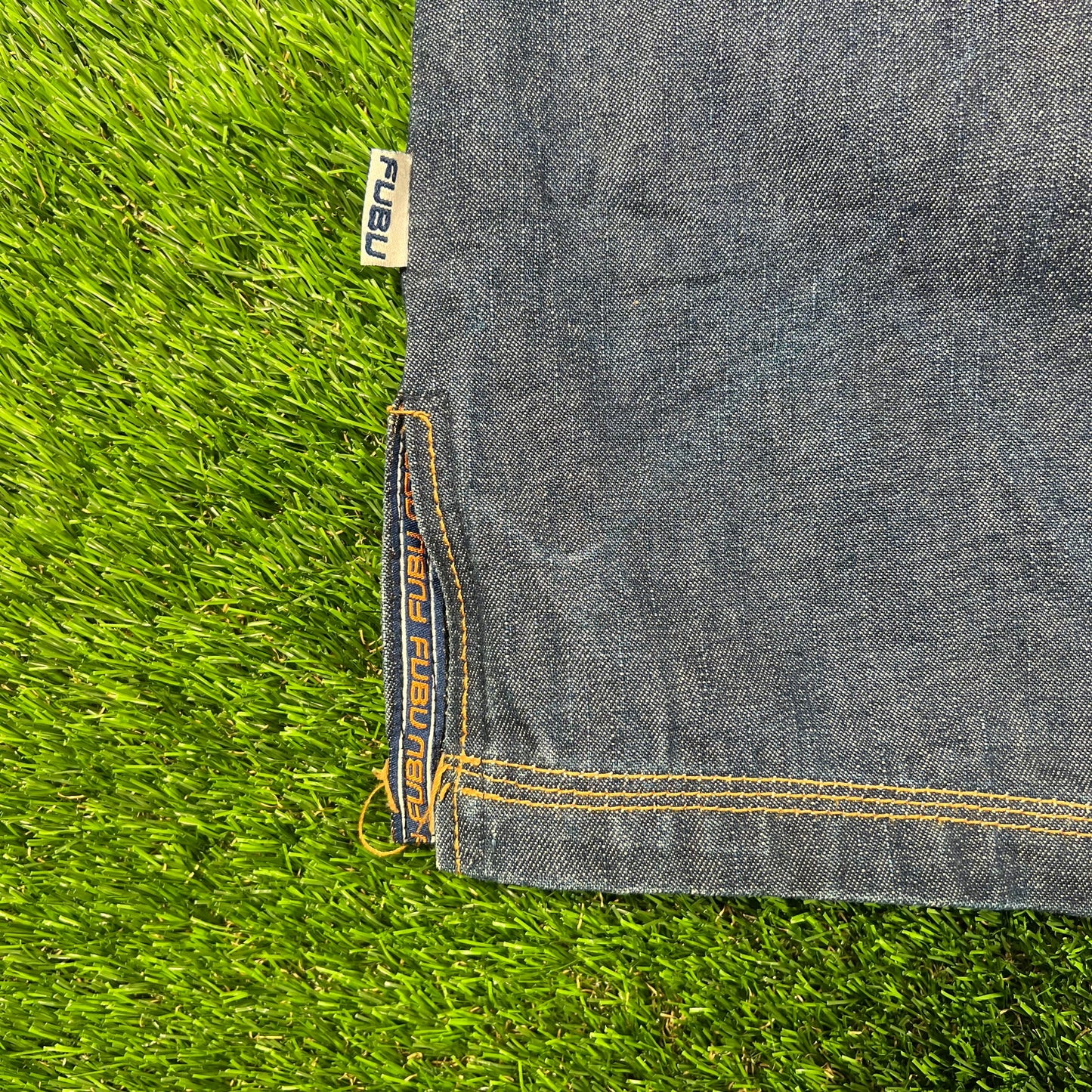 Y2K Fubu Blue Selvedge Denim Shirt Size XXL USED v17895