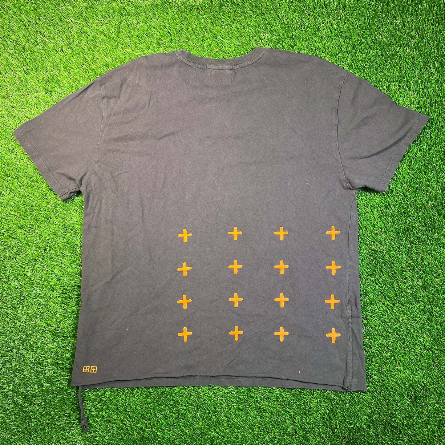 Ksubi Orange Swirl Logo Dark Grey Tee Size Large USED x16801