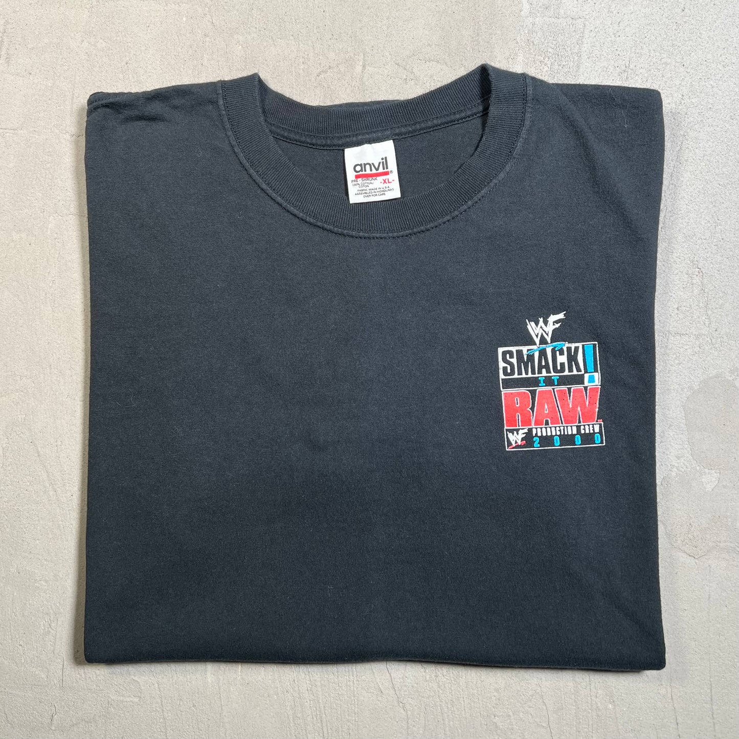 2000 WWE "Smack it Raw" Black Production Tee Size XL USED v19570