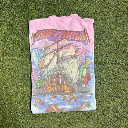 2020s Grateful Dead Pirate Boat Ship of Fools Tie Dye Tee Size Large USED v16268