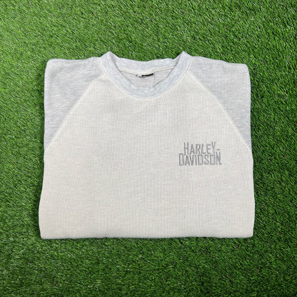 Y2K Harley Davidson Nevada Grey Thermal Longsleeve Size XL USED v17479