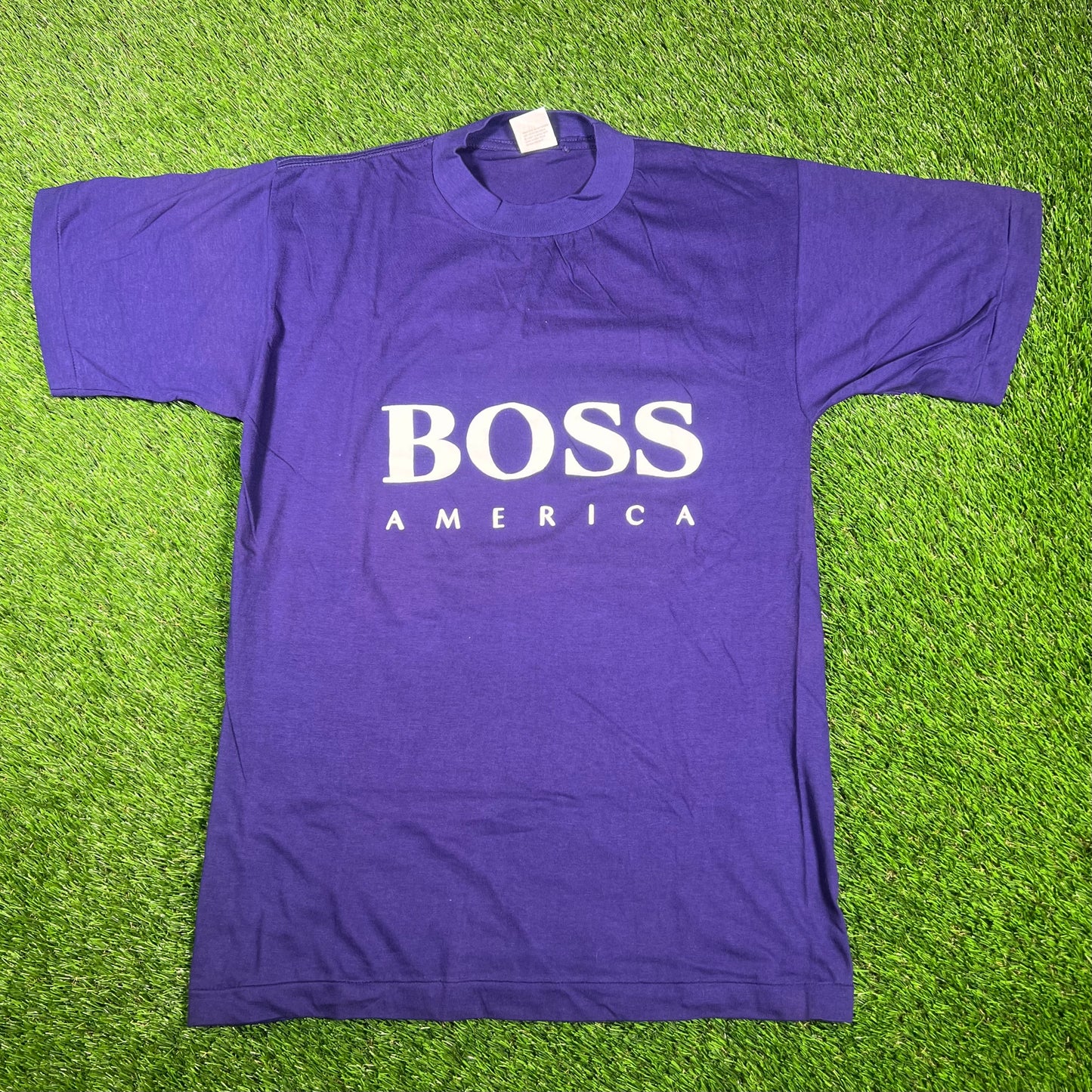 1990s Boss America Purple Tee Size Medium USED v17415