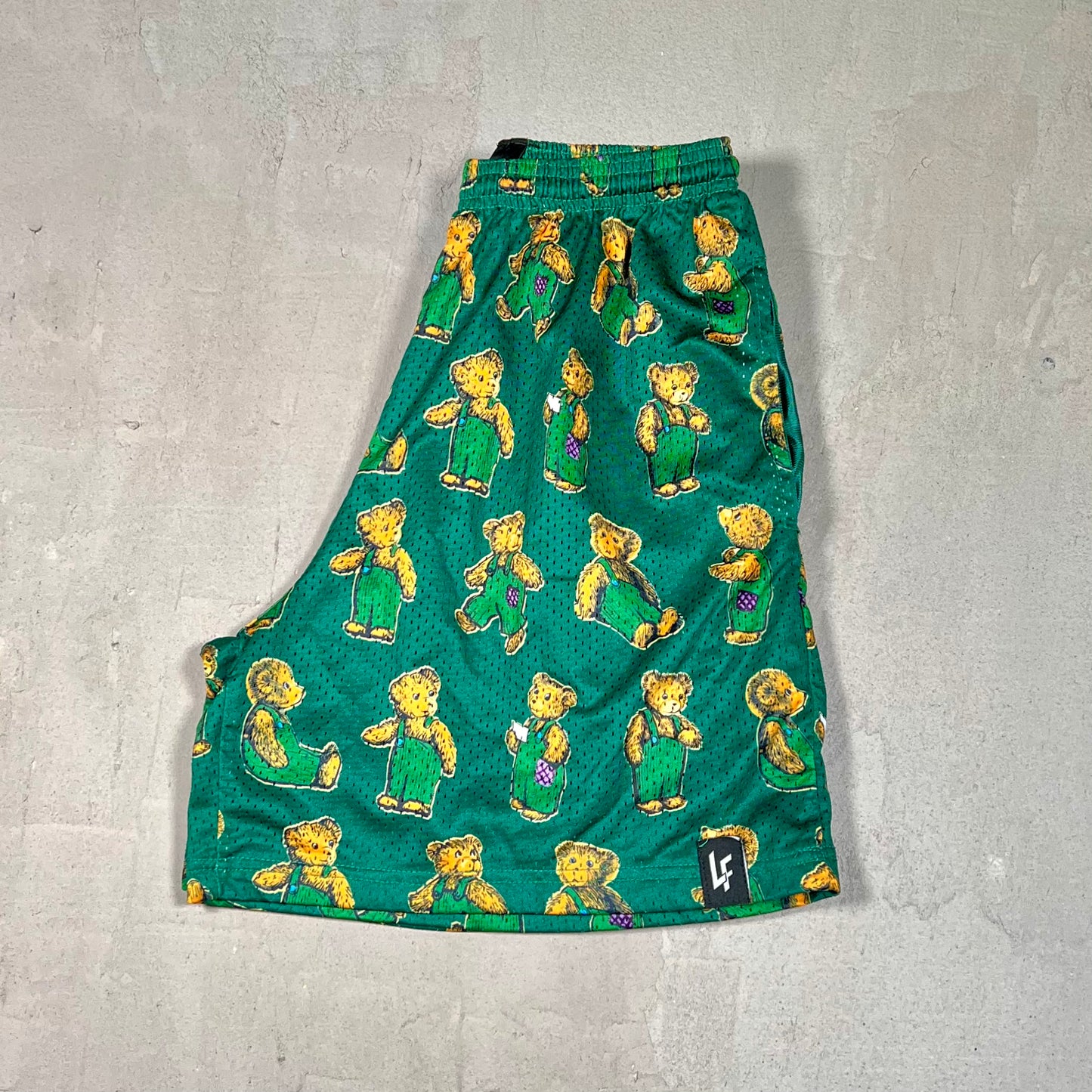 Lost Files Mesh Shorts AOP Bear Size Large USED v19427