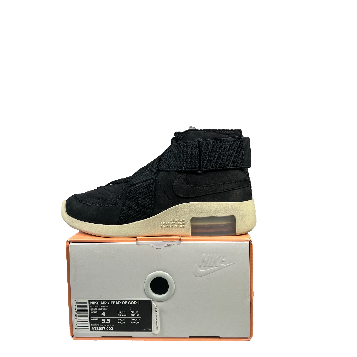Nike Air Fear of God Raid Black (2019) Size 4M/5.5W USED S20926