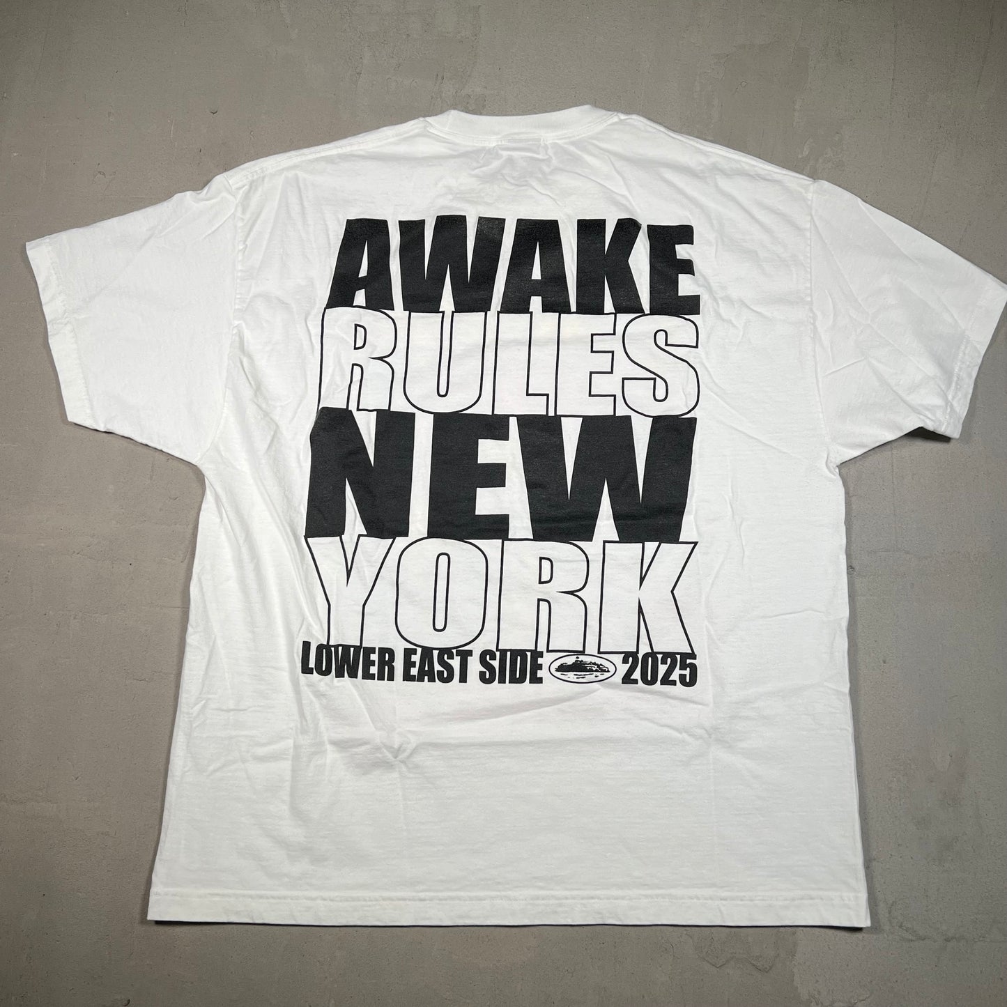 Awake NY x Corteiz "Awake Rules New York" White Tee (Park Jam Exclusive) Size XL USED x17500