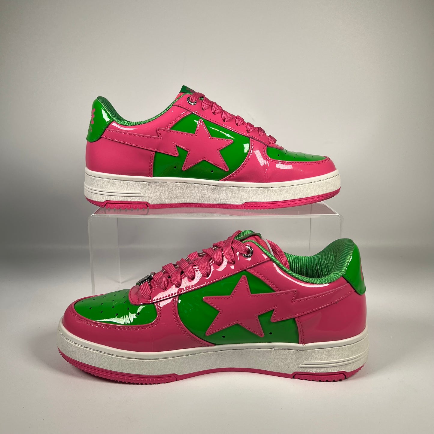 Bathing Ape Bapesta Pink and Green Size 8 USED s17919