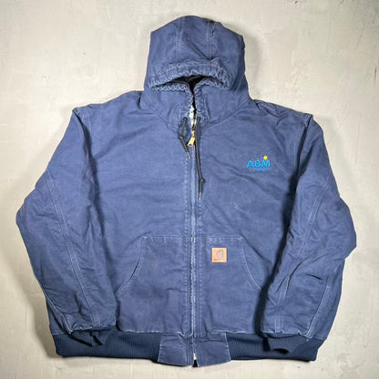 Y2K Carhartt Active ABM Workwear Washed Blue ZIp Up Jacket Size 4XL USED v20359